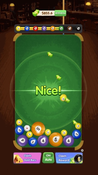 Epic Billiard Merge gameplay — merging billiard balls on the table