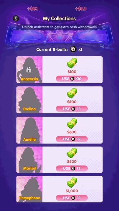 Collections unlock screen